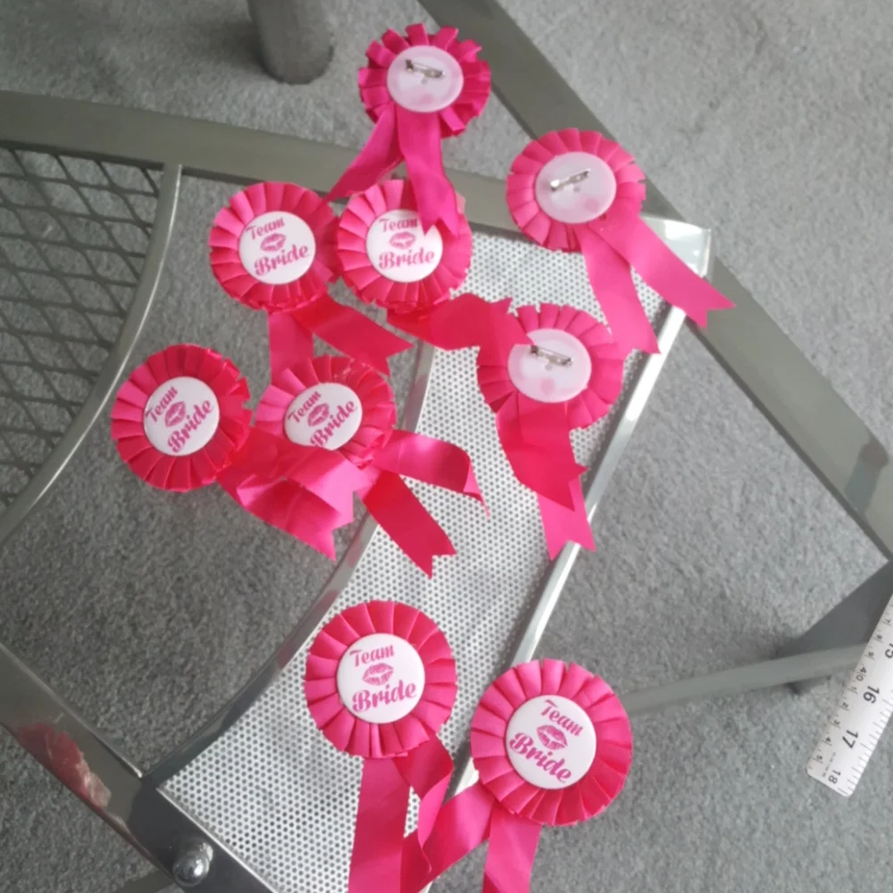 Team bride and bride to be campaign buttons